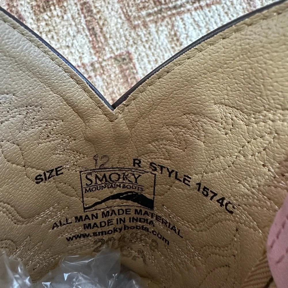Smoky Mountain Girls Western Cowgirl Boots Size 12.5 Monterey Leather Pink Brown